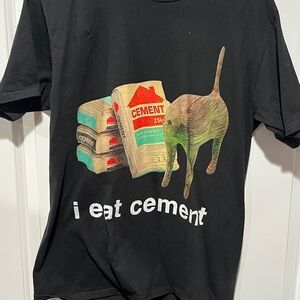 I Eat Cement Cursed Cat Funny Meme T Shirt for Men Women Fashion Casual medium